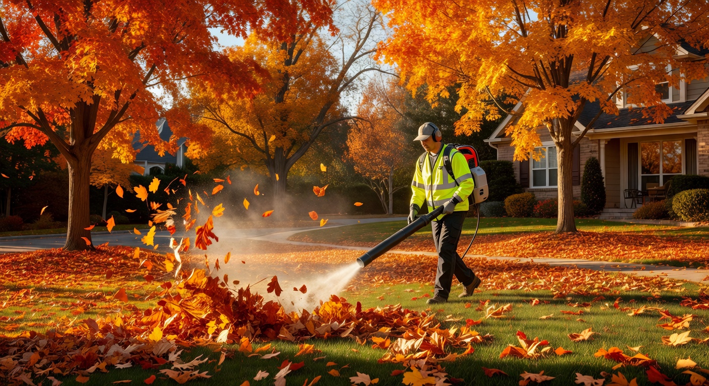 Fall leaf removal service
