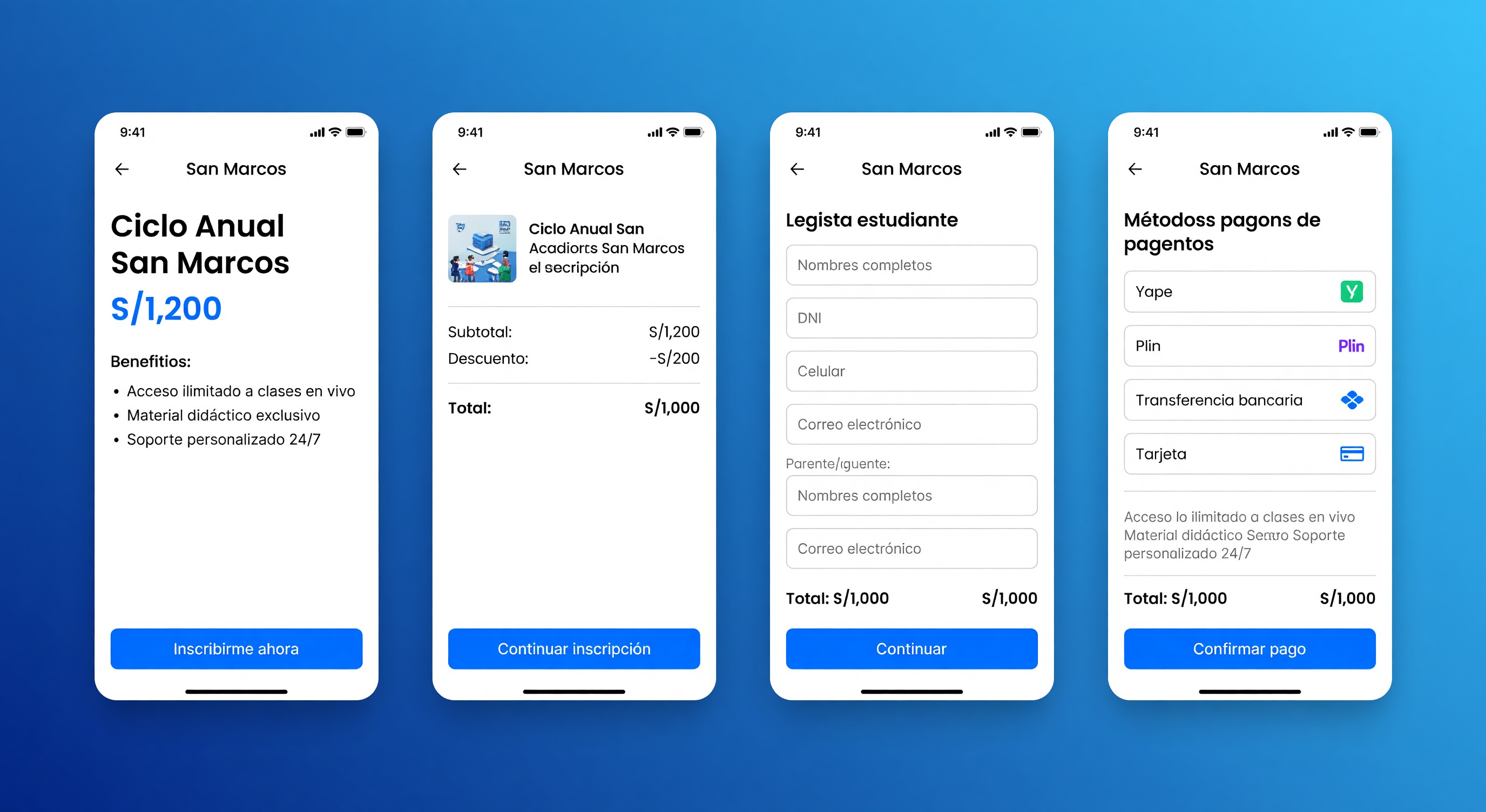 Mockups UI del proceso de checkout - Mobile Screens