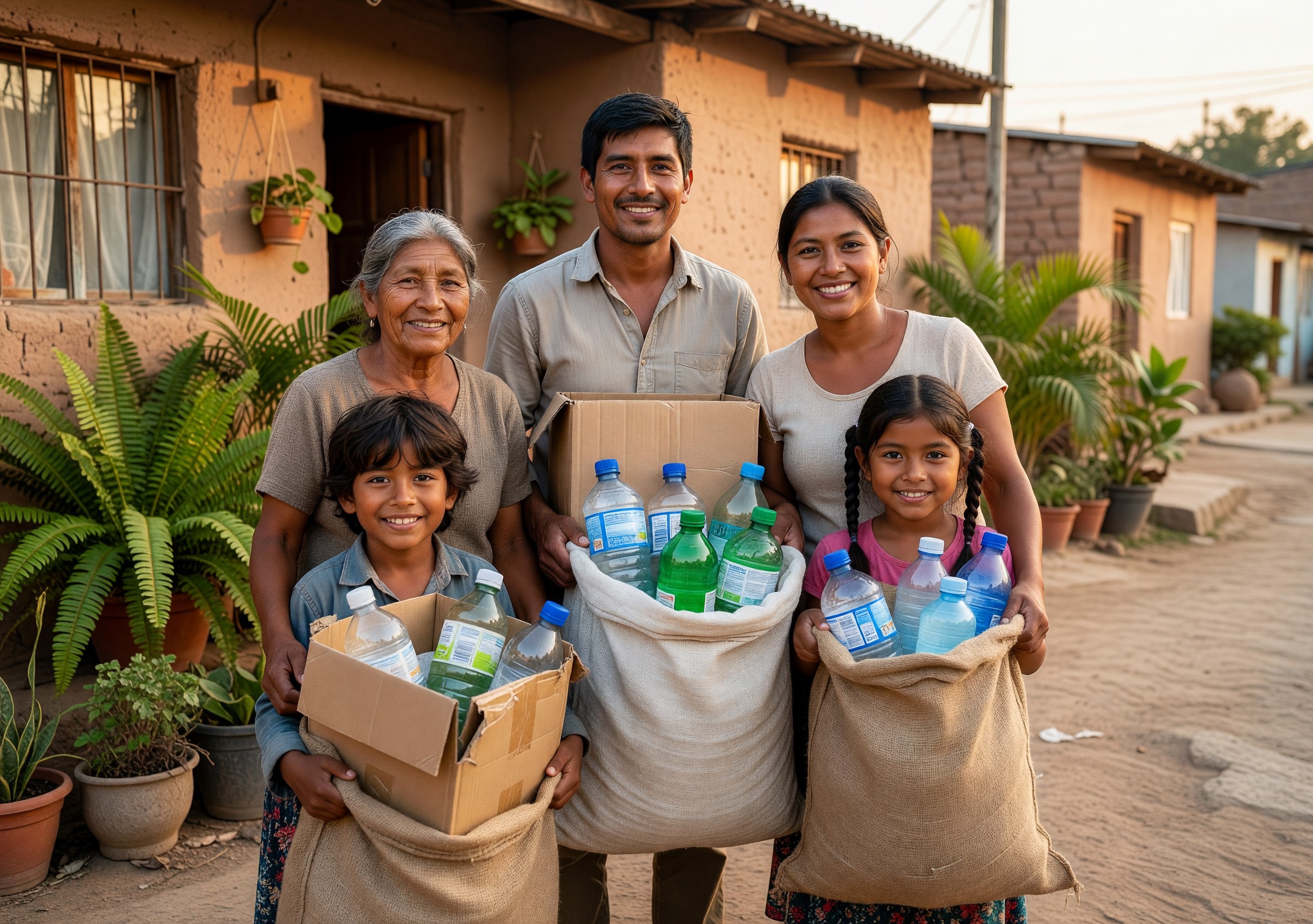 Familia reciclando con EcoRuta