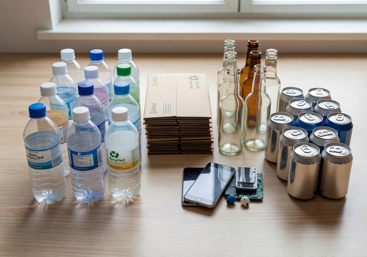 Materiales reciclables organizados