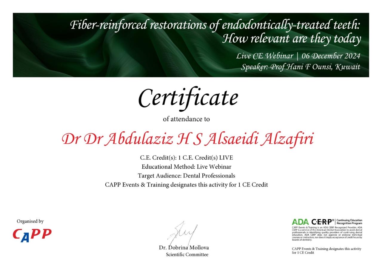 Fiber-reinforced Restorations of Endodontically-treated Teeth
