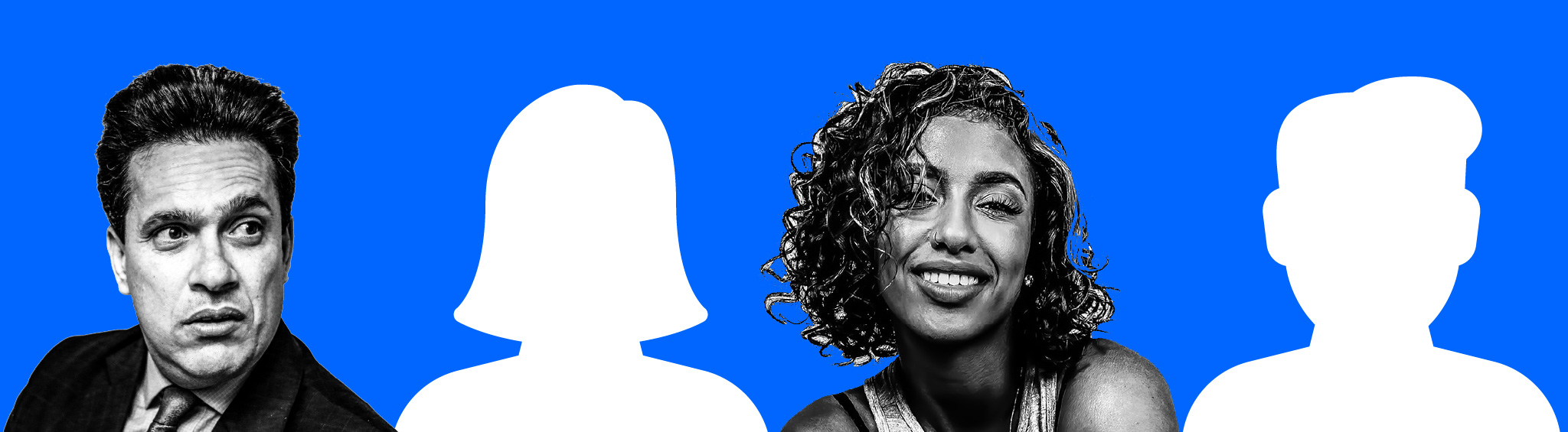 Portraits and silhouettes representing software users